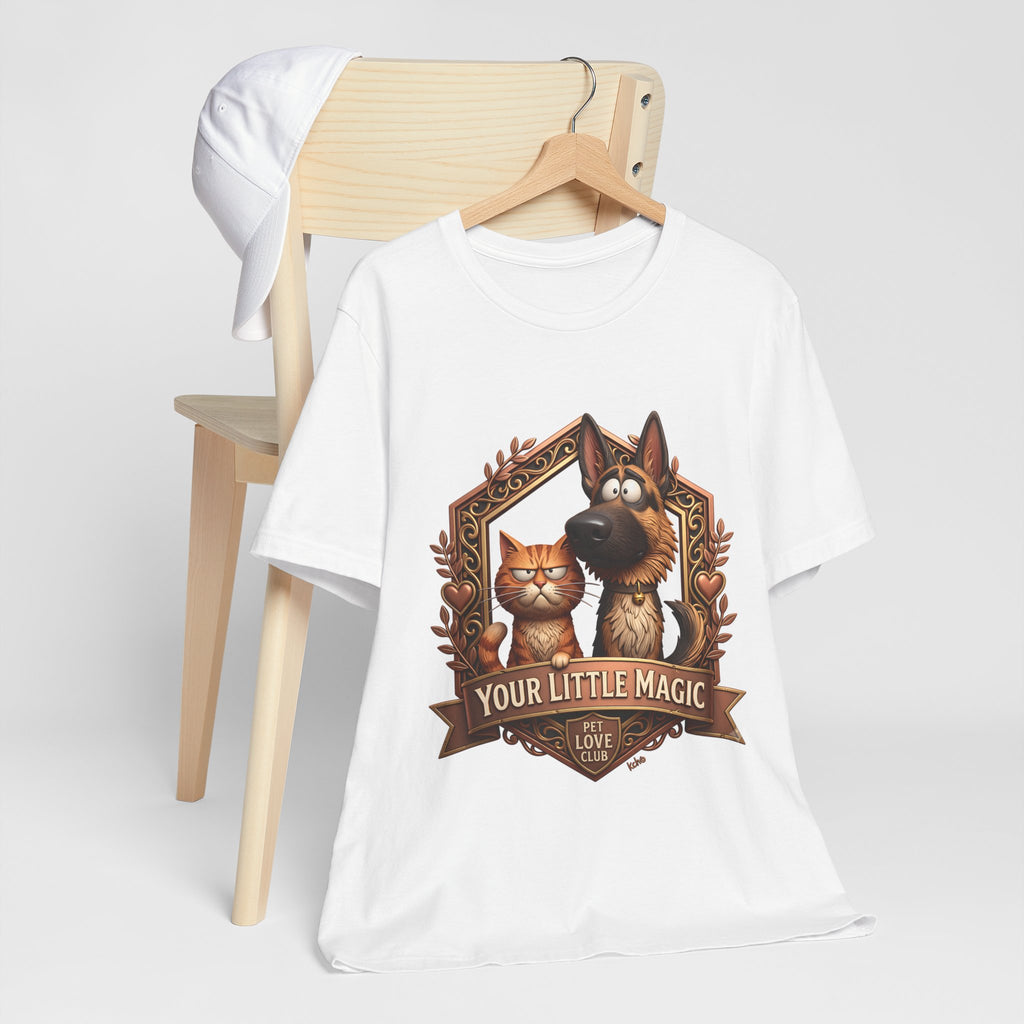 Your Little Magic T-Shirt in White draped over a wooden chair