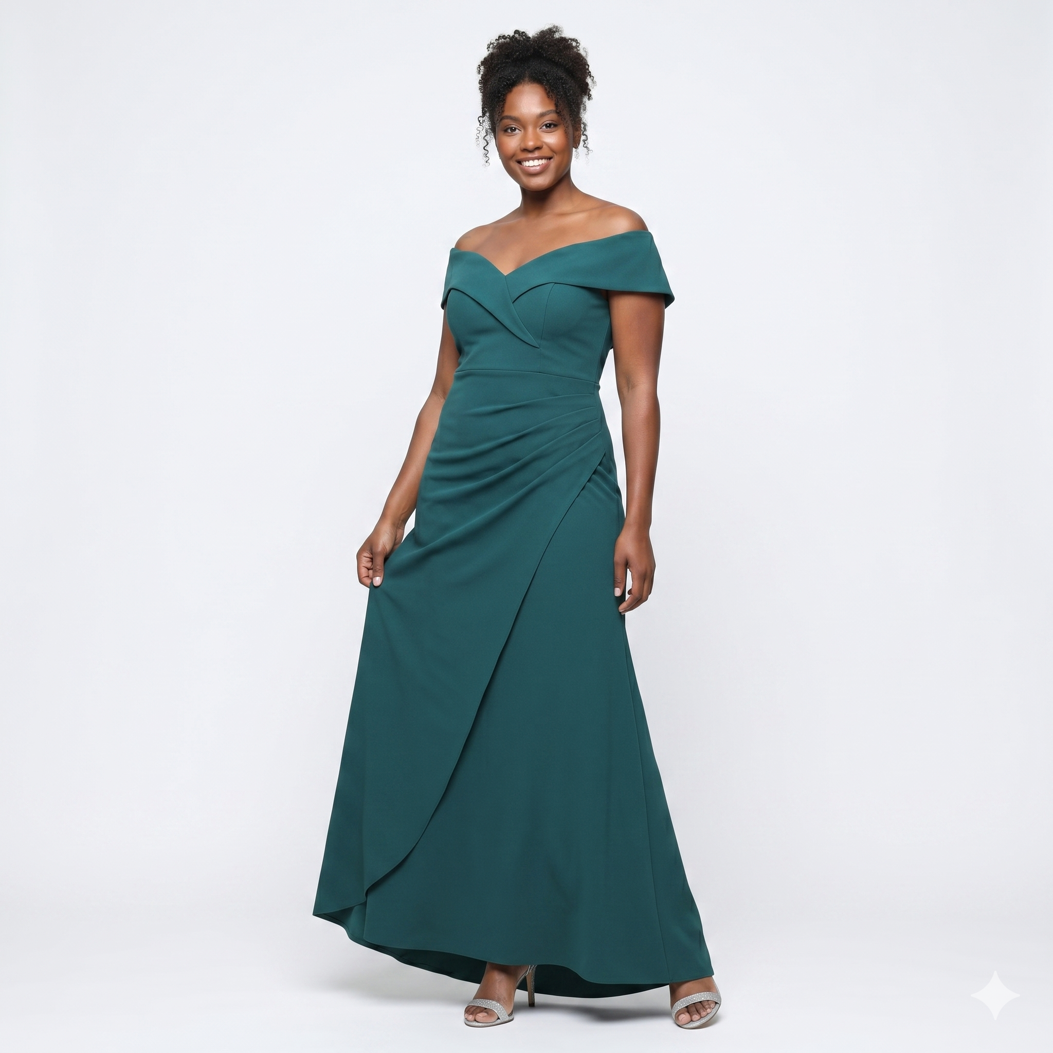 Maxi Mermaid Dress with Crepe, Off-Shoulder Mother of the Bride